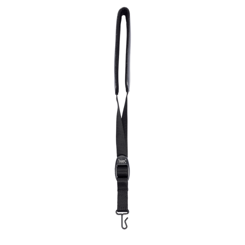 BAM ITALIA ST-0034 TRACOLLA IN PELLE IMBOTTITA PER STRUMENTI A FIATO - GANCIO IN METALLO - NOIR