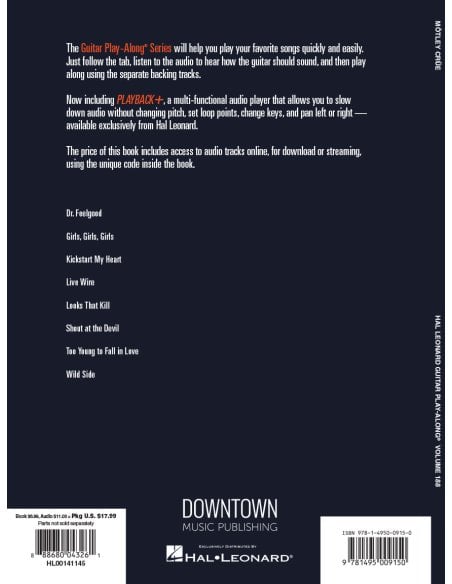 GUITAR PLAY ALONG VOLUME 188 MOTLEY CRUE + AOL