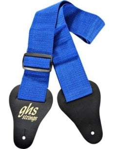 GHS NYLON GUITAR STRAP BLUE LEATHER ENDS
