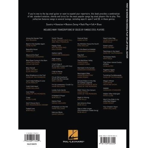 AAVV FIRST 50 SONGS YOU SHOULD PLAY ON LAP STEEL GUITAR