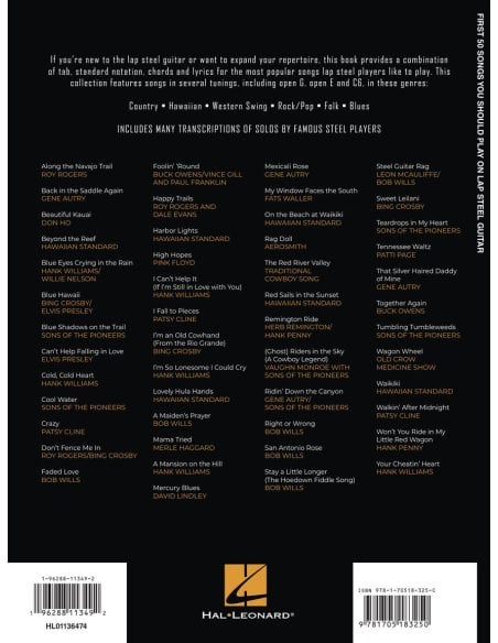 AAVV FIRST 50 SONGS YOU SHOULD PLAY ON LAP STEEL GUITAR