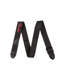 FENDER STRAP POLY BLACK RED LOGO