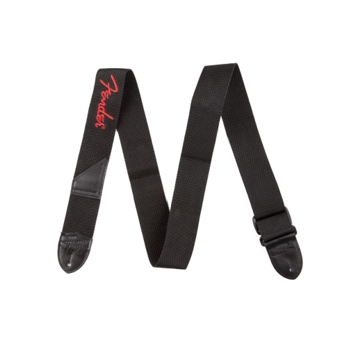 FENDER STRAP POLY BLACK RED LOGO