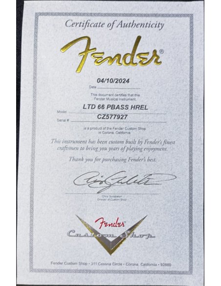 FENDER LTD 66 P BASS HEAVY RELIC B3TSB