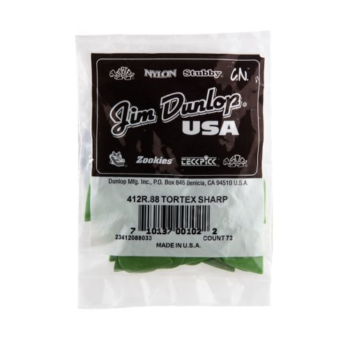 Dunlop 412R.88 Tortex Sharp Green .88mm Bag/72