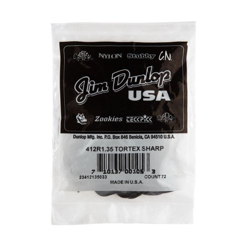 Dunlop 412R1.35 Tortex Sharp Black 1.35mm Bag/72
