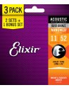 ELIXIR 16538 SET TRE MUTE 11027 BRONZE LIGHT 11-52 ACOUSTIC