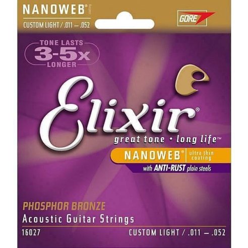 ELIXIR SET TRE MUTE 16027 PHOSPHOR CUSTOM LIGHT 11-52 ACOUSTIC
