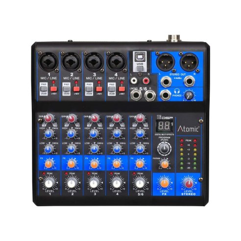 ATOMIC MIX S401 MIXER 4 MONO 1 STEREO CON EFFETTI USB IN