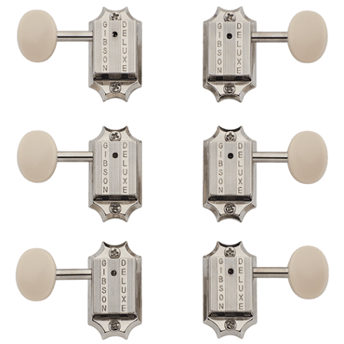 GIBSON PMMH-060 DELUXE WHITE BUTTON TUNER SET VINTAGE NICKEL