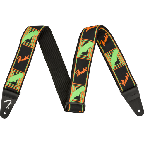 FENDER STRAP NEON MONOGRAM GREEN/ORANGE