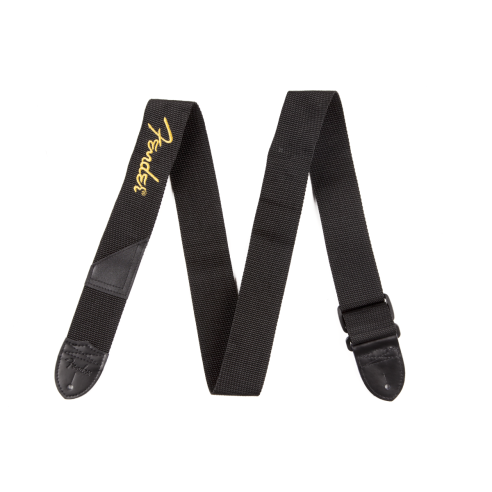 FENDER STRAP POLY BLACK YELLOW LOGO