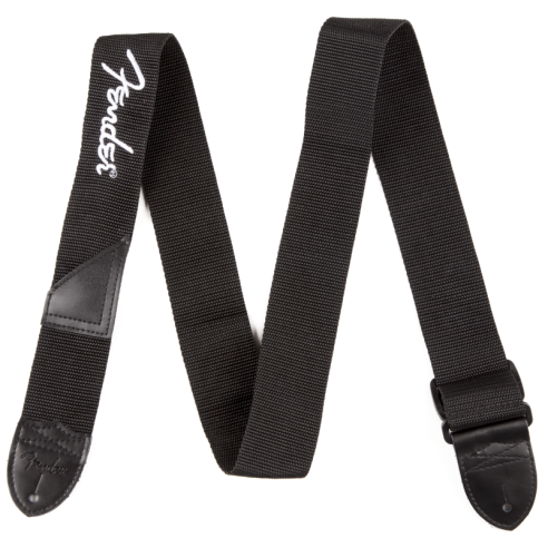 FENDER STRAP POLY BLACK WHITE LOGO
