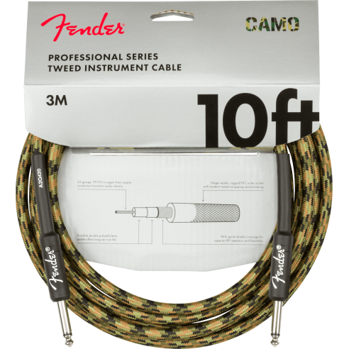 FENDER CABLE WOODLAND CAMO 10"