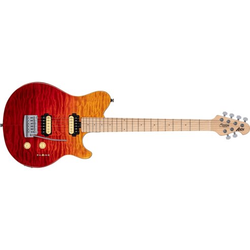 STERLING BY MUSIC MAN AXIS 3 QUILTED MAPLE SPECTRUM RED