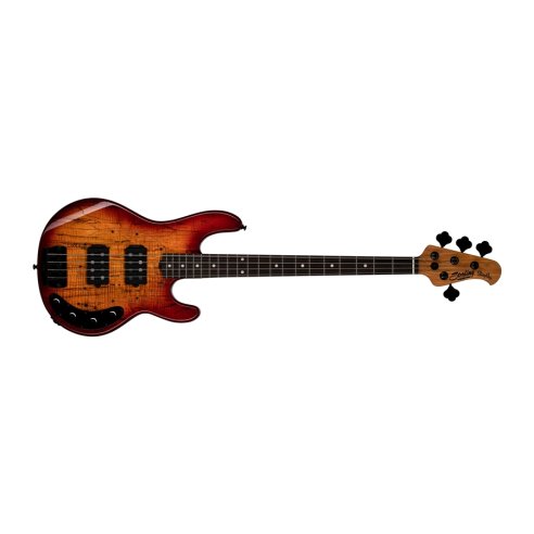 STERLING BY MUSIC MAN STINGRAY 34 HH SPALTED MAPLE BLOOD ORANGE BURST