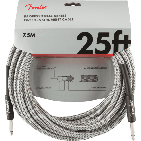 FENDER CABLE PRO 25' WHITE TWEED