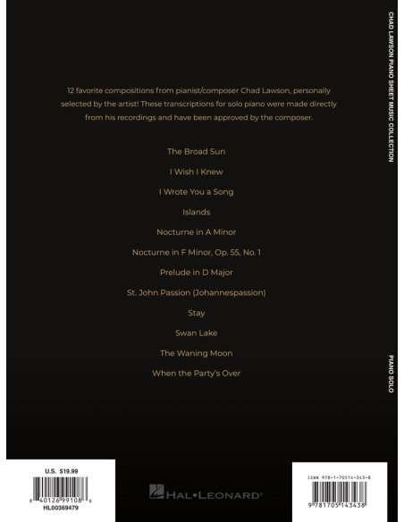 CHAD LAWSON - PIANO SHEET MUSIC COLLECTION CHAD LAWSON - PIANO SHEET MUSIC COLLECTION