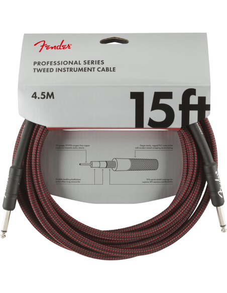 FENDER CABLE PRO 15' RED TWEED FENDER CABLE PRO 15' RED TWEED