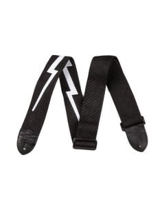 FENDER STRAP 2" POLY LIGHTNING BOLT BLACK WHITE
