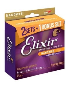 ELIXIR 16544 SET TRE MUTE 16027 PHOSPHOR BRONZE LIGHT 11-52 ACOUSTIC