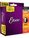 ELIXIR 16538 SET TRE MUTE 11027 BRONZE LIGHT 11-52 ACOUSTIC