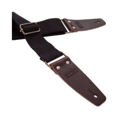 MAGRABO' STRIPE SC ENTRY NERO 5CM TERMINALI MARRONE SCURO FIBBIA OTTONE ANTICO