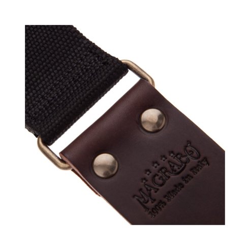 MAGRABO' STRIPE SC ENTRY NERO 5CM TERMINALI MARRONE SCURO FIBBIA OTTONE ANTICO