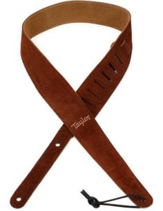 TAYLOR STRAP EMBROIDED SUEDE CHOCOLATE 2.5"