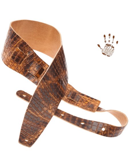 MAGRABO' HOLES HC EMBOSSED CROCO LUX MARRONE CHIARO 8CM MAGRABO' HOLES HC EMBOSSED CROCO LUX MARRONE CHIARO 8CM