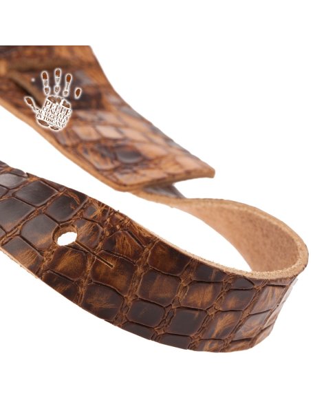 MAGRABO' HOLES HC EMBOSSED CROCO LUX MARRONE CHIARO 8CM MAGRABO' HOLES HC EMBOSSED CROCO LUX MARRONE CHIARO 8CM