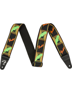 FENDER STRAP NEON MONOGRAM GREEN/ORANGE