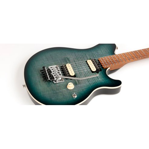 MUSIC MAN AXIS SS HH TREM YUCATAN BLUE FLAME ROASTED