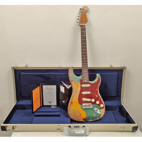 FENDER LTD ED. '61 STRAT SUPER HEAVY RELIC SHERWOOD GREEN OVER 3CS