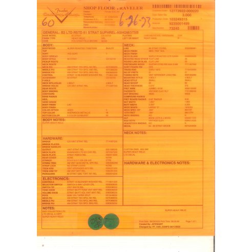 FENDER LTD ED. '61 STRAT SUPER HEAVY RELIC SHERWOOD GREEN OVER 3CS