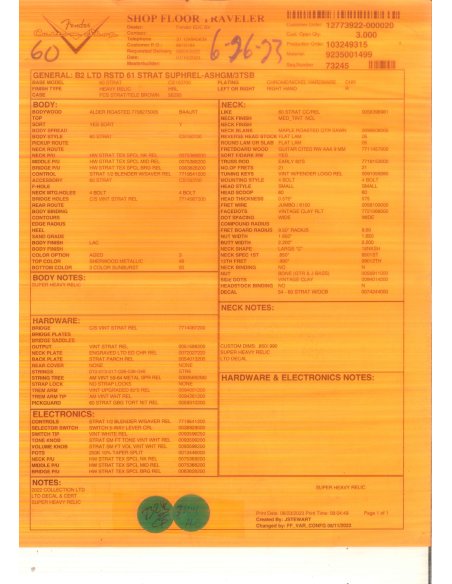 FENDER LTD ED. '61 STRAT SUPER HEAVY RELIC SHERWOOD GREEN OVER 3CS