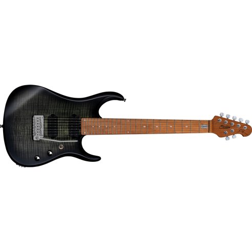 STERLING BY MUSIC MAN JP157 FLAME MAPLE TOP TRANS BLACK SATIN