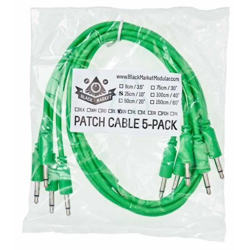 BLACK MARKET MODULAR PATCH CABLE 25 CM. 5-PACK GREEN