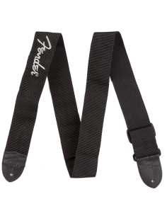 FENDER STRAP POLY BLACK PEWTER LOGO