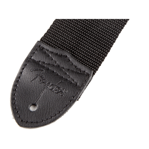 FENDER STRAP POLY BLACK PEWTER LOGO
