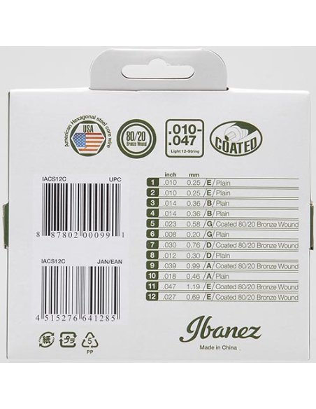 IBANEZ IACS12C 12 STRINGS 10-47 BRONZE 80/20 IBANEZ IACS12C 12 STRINGS 10-47 BRONZE 80/20