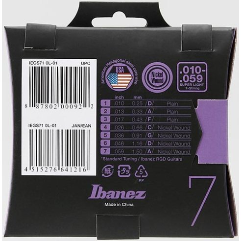 IBANEZ IEGS71 7 STRINGS 10-59 ELECTRIC NICKEL