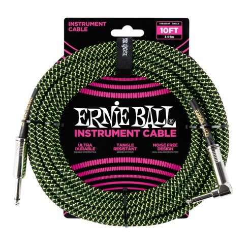 Ernie Ball 6077 Cavo Braided Black/Green 3,05 m