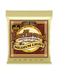 Ernie Ball 3003 Earthwood 80/20 Bronze Medium Light 12-54 - 3 Mute