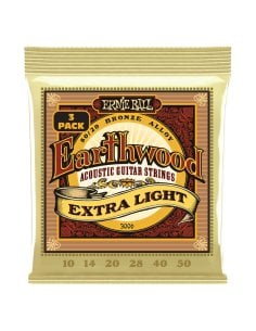 Ernie Ball 3006 Earthwood Extra Light 8020 3 Pk 10 50