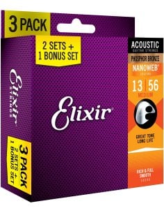 ELIXIR 3X2 PACK 16546 ACOUSTIC PHOSPHOR BRONZE NANOWEB