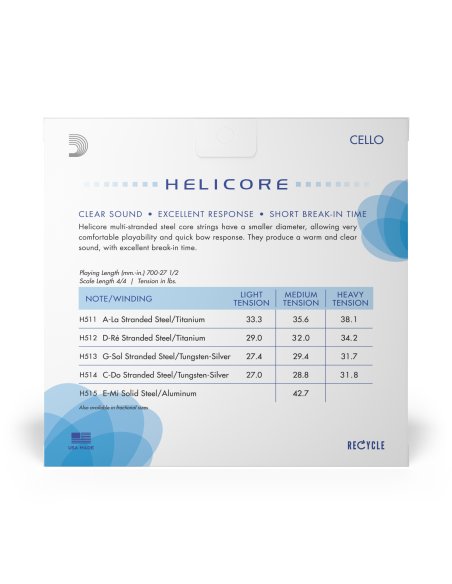 DADDARIO ORCHESTRAL IT H510 4/4M SET DI CORDE D'ADDARIO HELICORE PER VIOLONCELLO, SCALA 4/4, TENSIONE MEDIA DADDARIO ORCHESTRAL IT H510 4/4M SET DI CORDE D'ADDARIO HELICORE PER VIOLONCELLO, SCALA 4/4, TENSIONE MEDIA