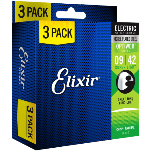 ELIXIR 16550 SET 3X19002 SUPER LIGHT 9-42 ELECTRIC
