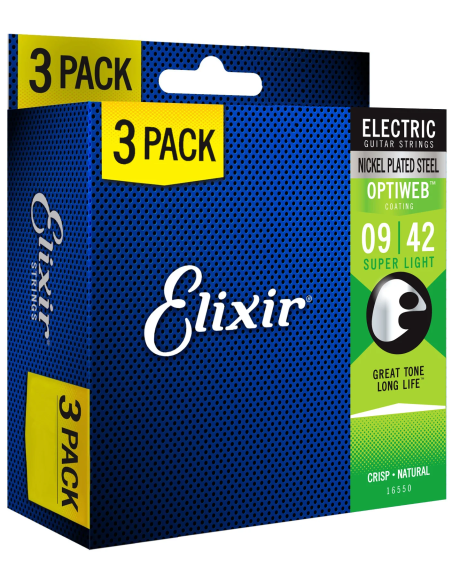 ELIXIR 16550 SET 3X19002 SUPER LIGHT 9-42 ELECTRIC