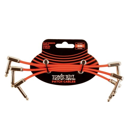 Ernie Ball 6402 Flat Ribbon Patch Cable Red 15,24cm 3-Pk